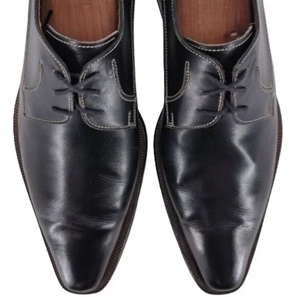 Vintage Italian McDowell Mens 9.5D /8.5UK Black Leather Dress Shoes Derby Oxford - Picture 12 of 12